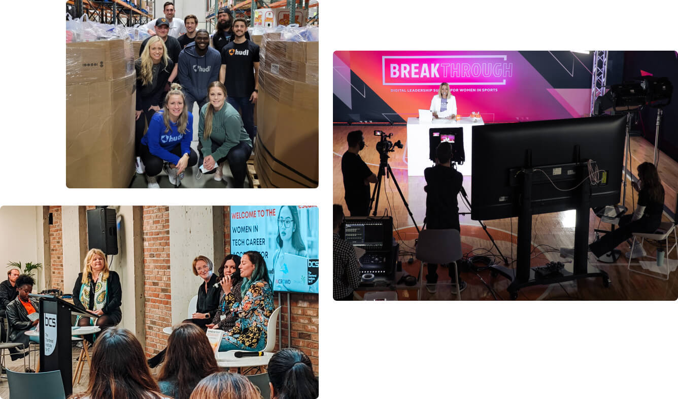 Collage of Hudl employee and event photos